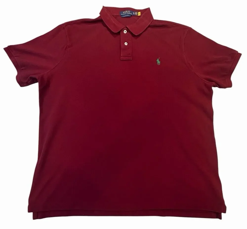 Polo Ralph Lauren Classic Fit Polo Shirt Men’s XL Burgundy Green Pony Cotton